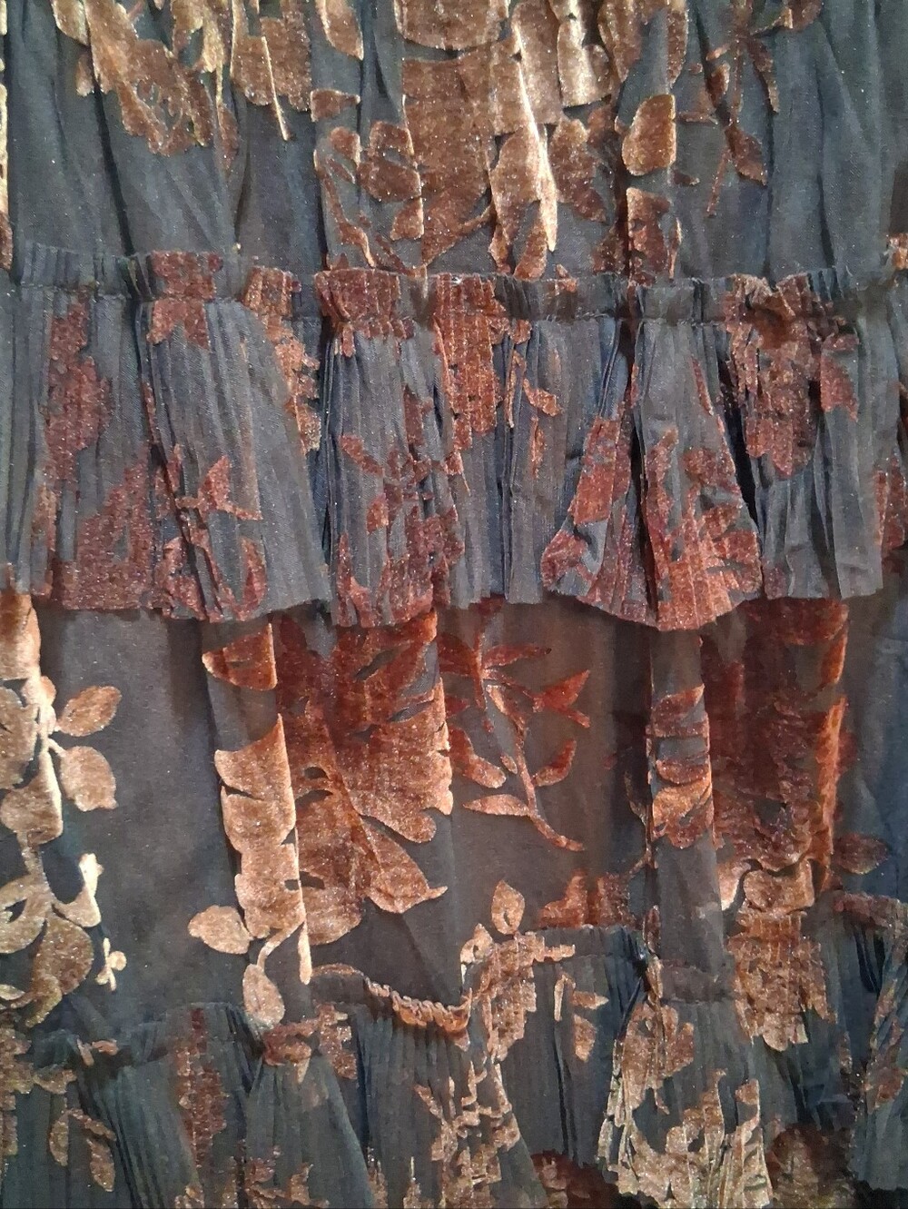 NWT Azazie Cammy Ruffle Layered Floral Maxi Gown Coco Brown Womens Plus Size 24 - Picture 7 of 10